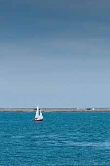Lonely Sailing Boat Royalty Free Stock Photo Lonely Sailing Boat Royalty Free Stock Photo