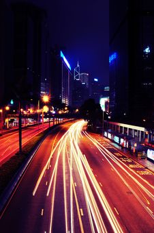 Busy Traffic At Night - Hong Kong Royalty Free Stock Image Busy Traffic At Night - Hong Kong Royalty Free Stock Image