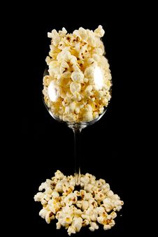 Wine Glass With Popcorn Stock Photo Wine Glass With Popcorn Stock Photo