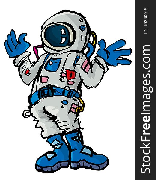 Cartoon Astronaout In A Space Suit