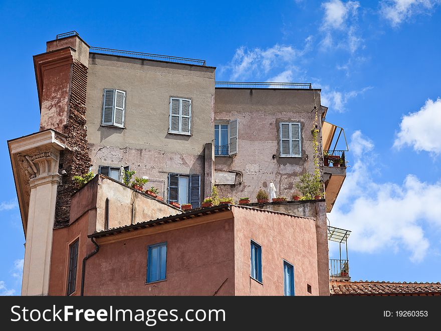 Interesting achitecture in Rome, Italy, showing old brick work detail against the current structure. Interesting achitecture in Rome, Italy, showing old brick work detail against the current structure.