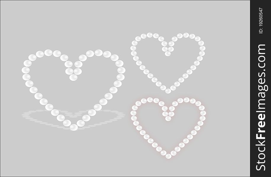 Pearls in shape of heart. Pearls in shape of heart