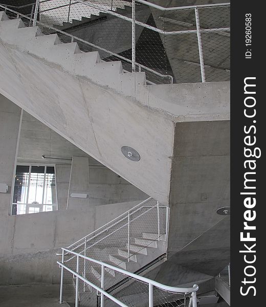 Modern architecture stairs in parking garage. Modern architecture stairs in parking garage