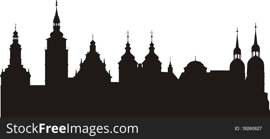 The silhouette of the historic town in Slovakia. The silhouette of the historic town in Slovakia