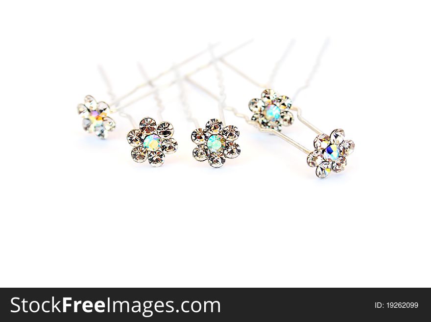 Hair pins isolated on white background.