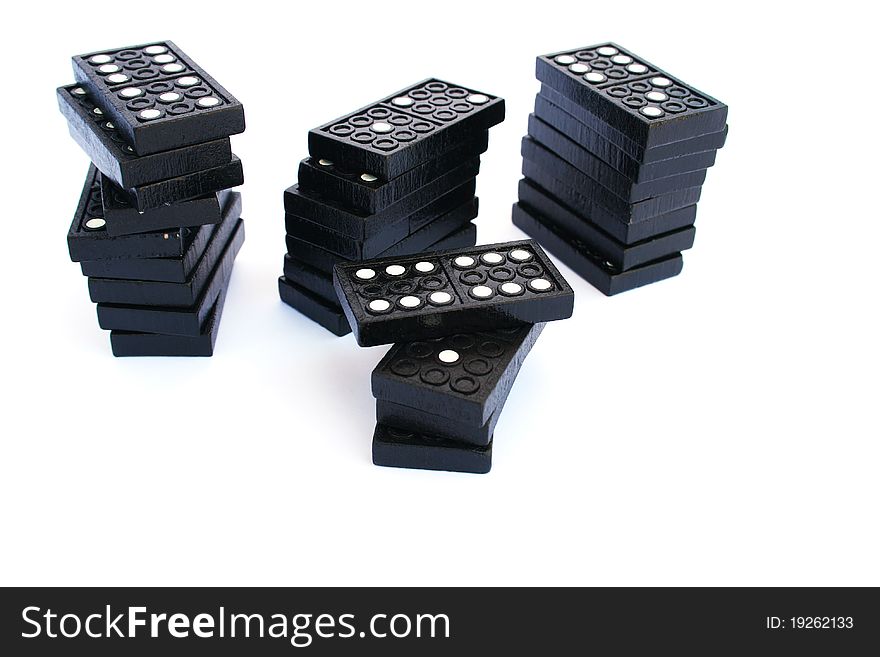 Blocks of dominoes isolated on white background.