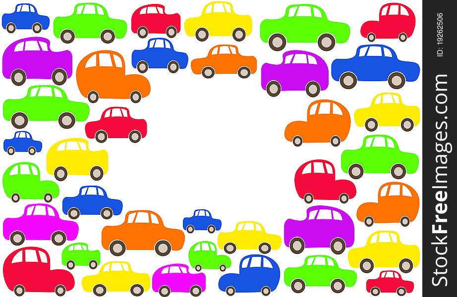 Multi colored cars background with space for your text. Multi colored cars background with space for your text