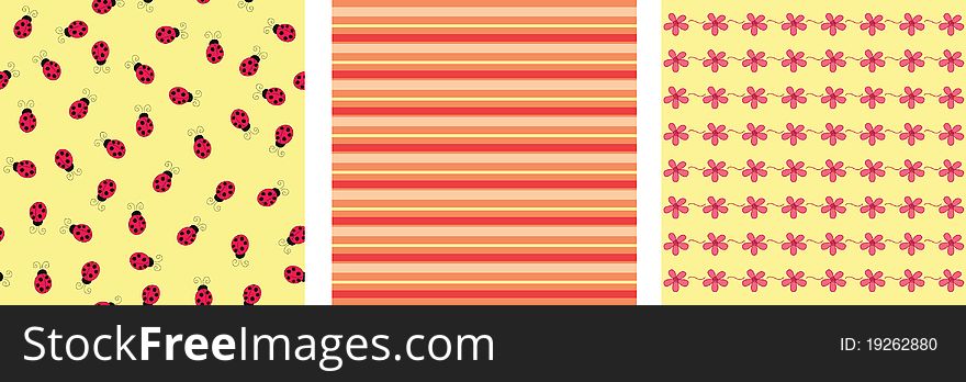 Three colorful seamless summer backgrounds. Three colorful seamless summer backgrounds