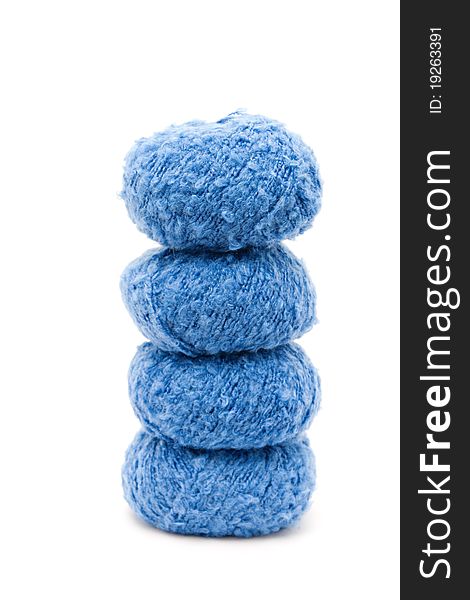 The blue yarn skeins isolated on white. The blue yarn skeins isolated on white