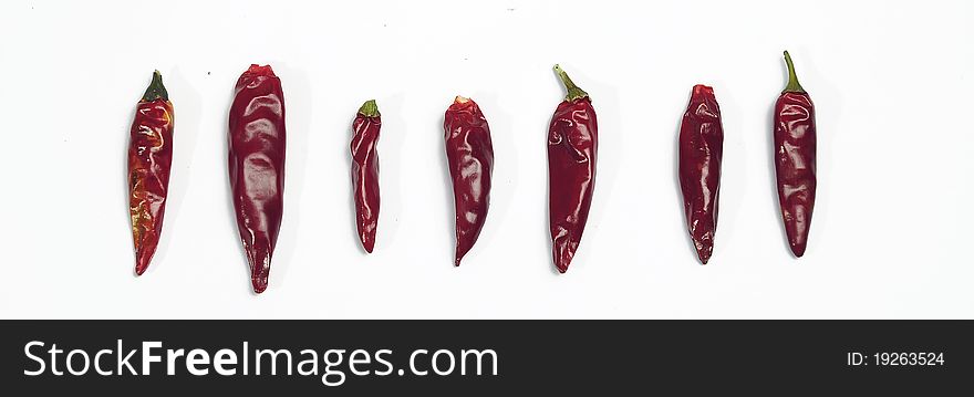Some chili in the white background