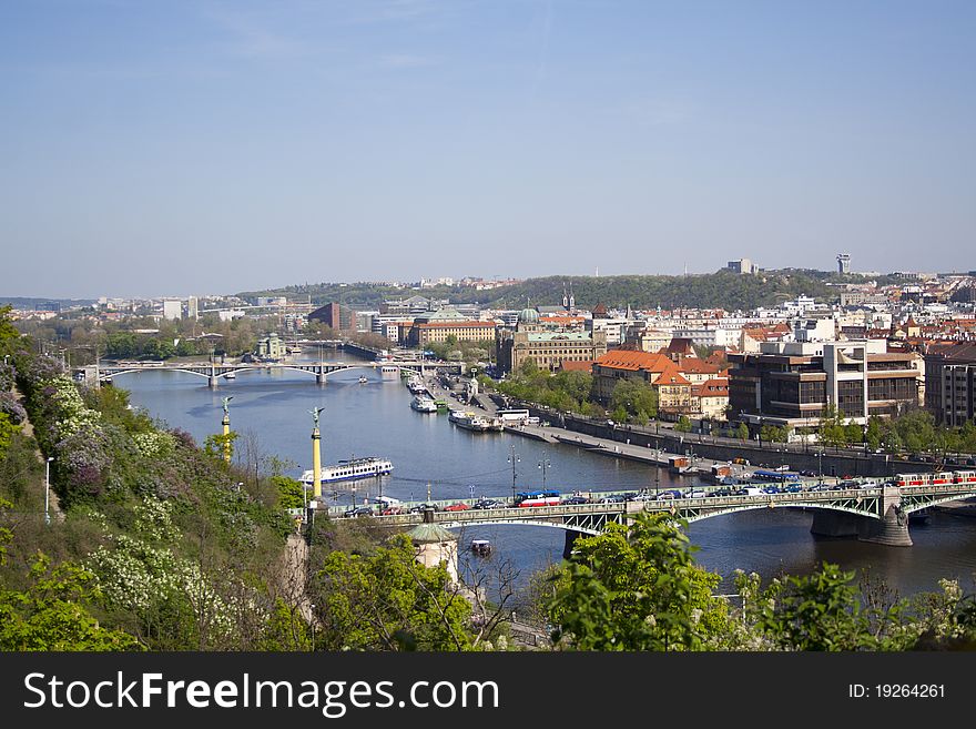 Beautiful views of the city in summer. Prague, Czech Republic.