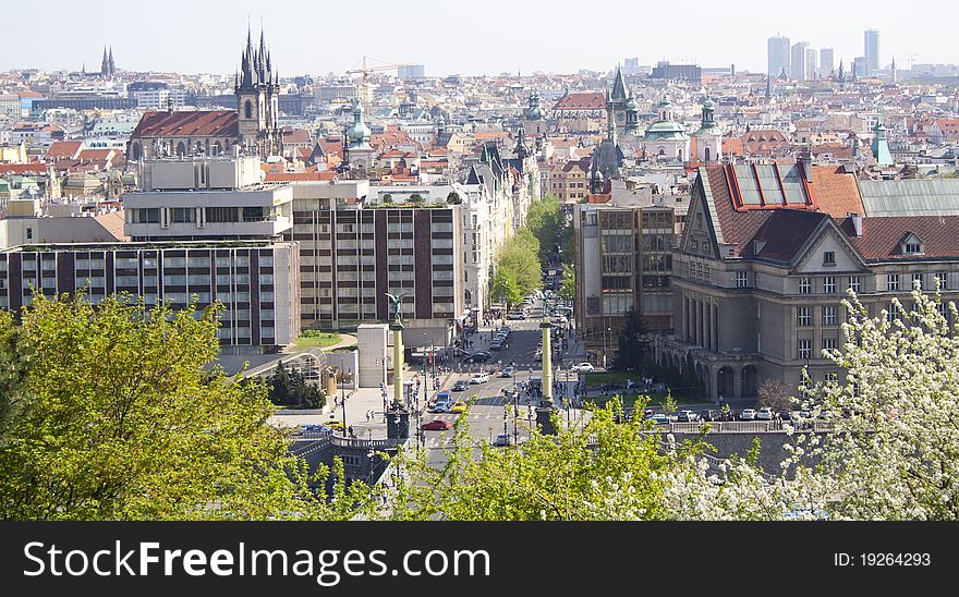 Beautiful views of the city in summer. Prague, Czech Republic.