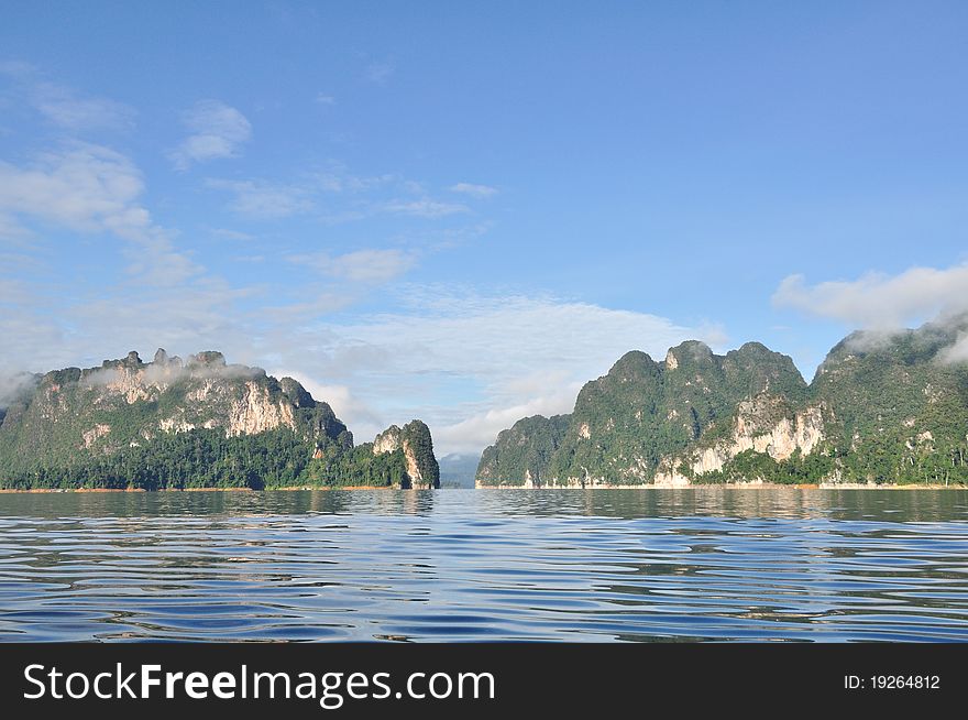 Beautiful limestone mountain with blue sky.