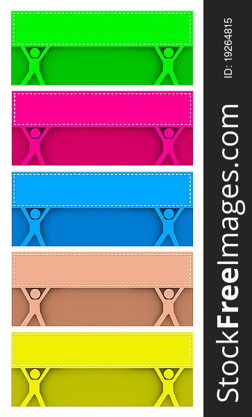 Colorful flat banner set - with silhouette people. Colorful flat banner set - with silhouette people