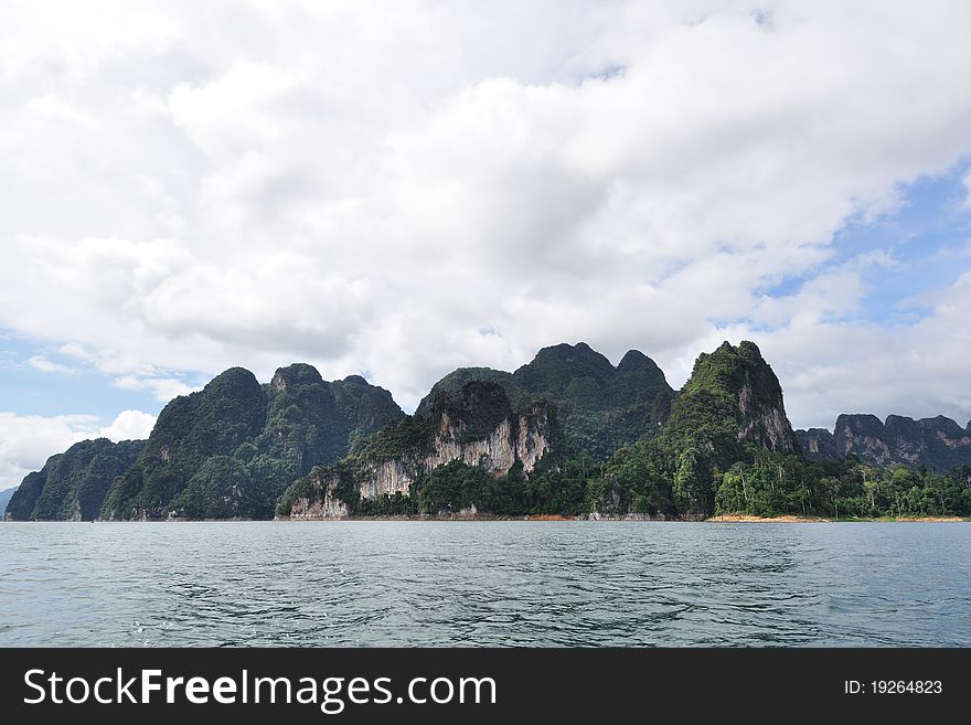 Beautiful limestone mountain with blue sky.