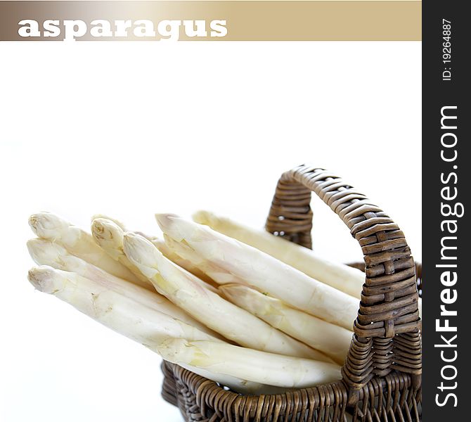 White asparagus on white background