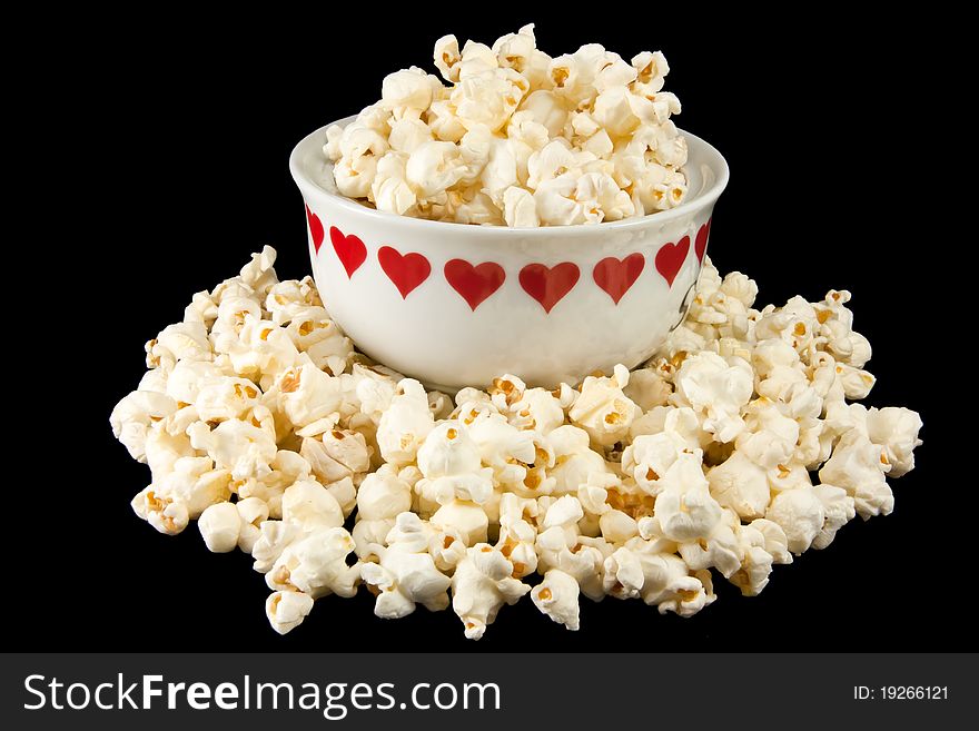 Picture of popcorn in a heart bowl