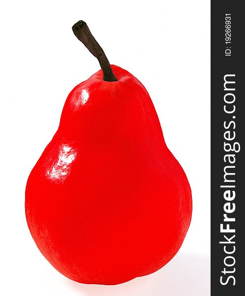Red Pear. Abstraction. Color. Form. Image. Isolated on white background