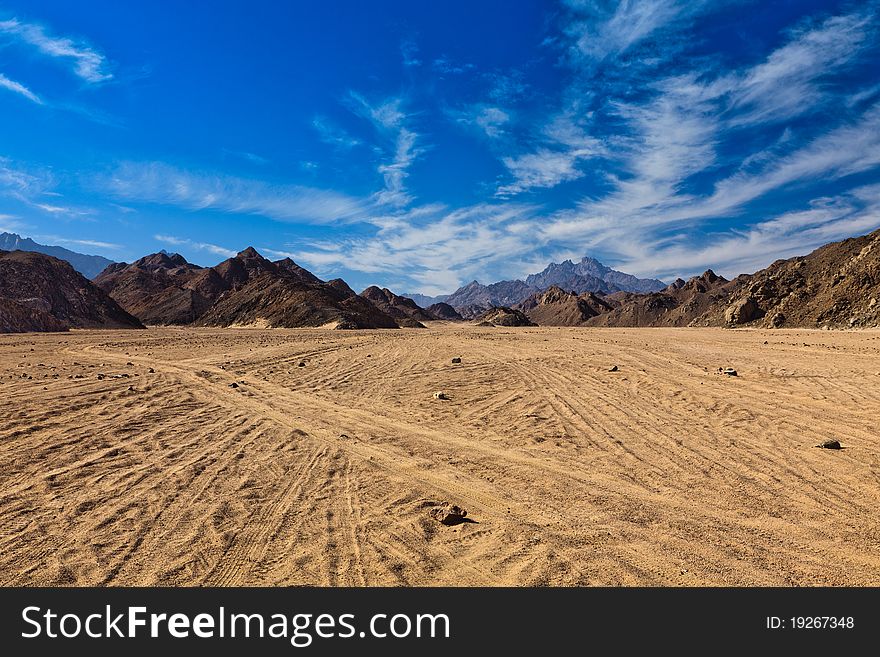 Desert blue sky landscape mountains. Desert blue sky landscape mountains