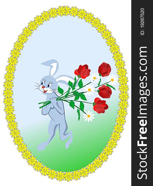 Hare with a bouquet