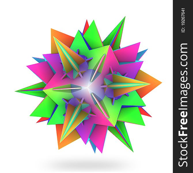 Colorful hedra star on white backdrop