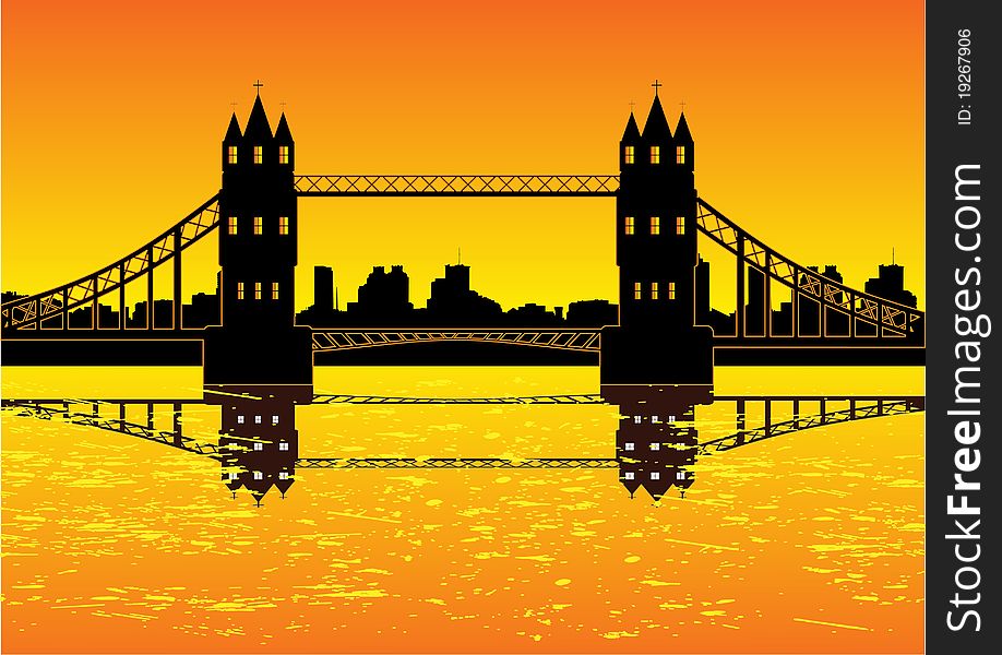 London cityscape with bridge