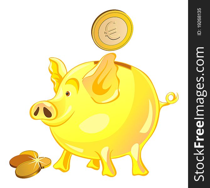 Vector Pig-piggy Bank With Gold Coins