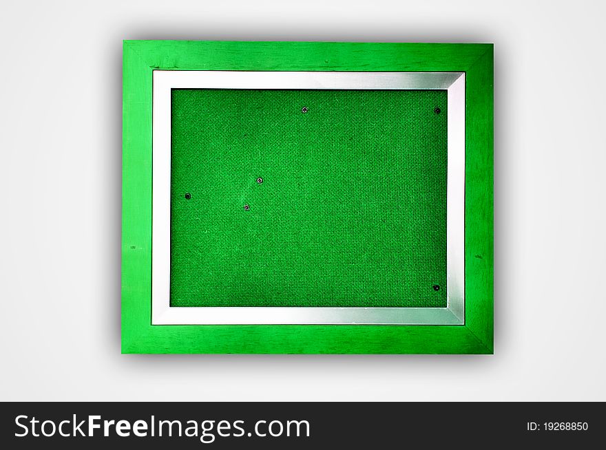 Isolated green wooden photo frame. Isolated green wooden photo frame