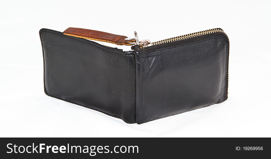 Closeup isolate used black purse