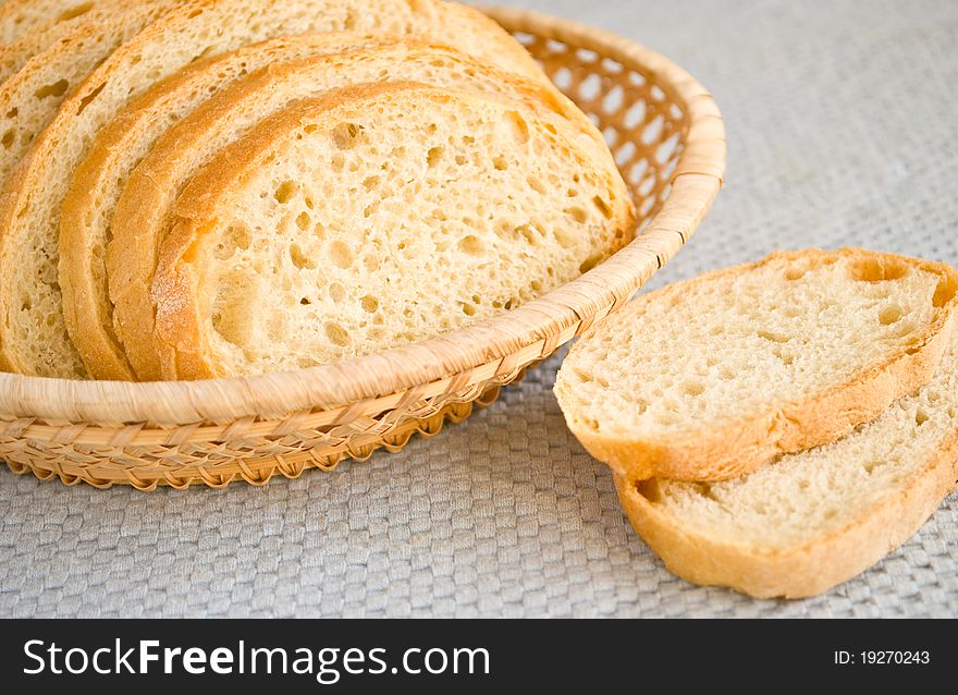 Bread in a basket on the table