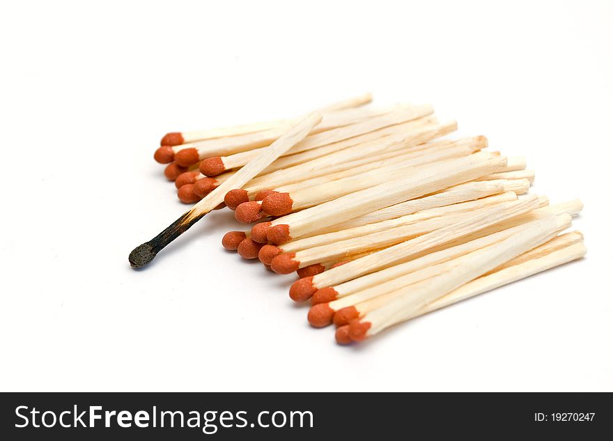 Bunch of matches on a white background