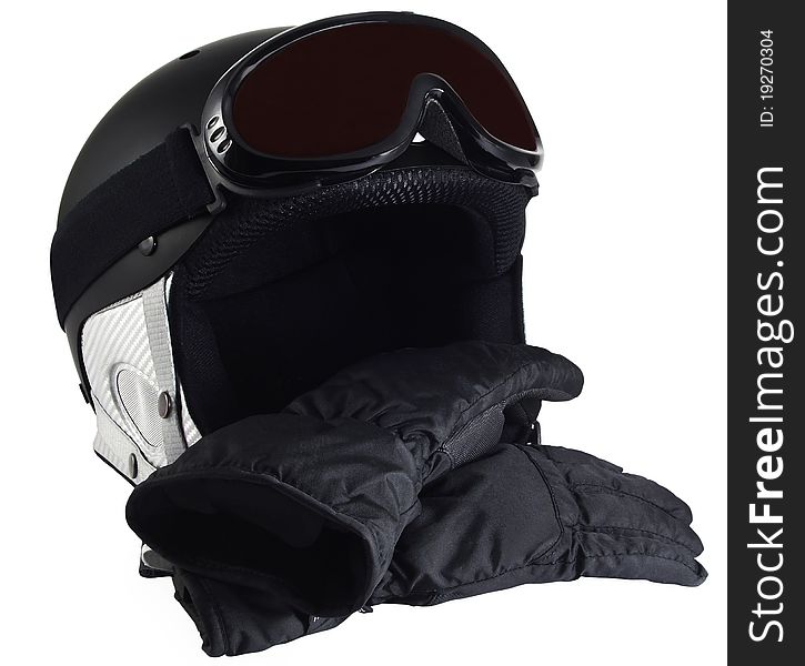 Ski Glasses, Helmet And Gloves