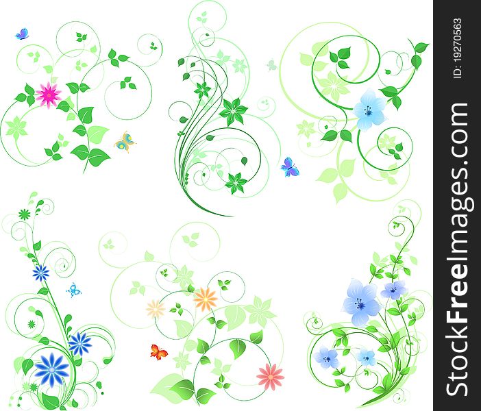 Decorative design elegance element floral flourish flower green illustration. Decorative design elegance element floral flourish flower green illustration