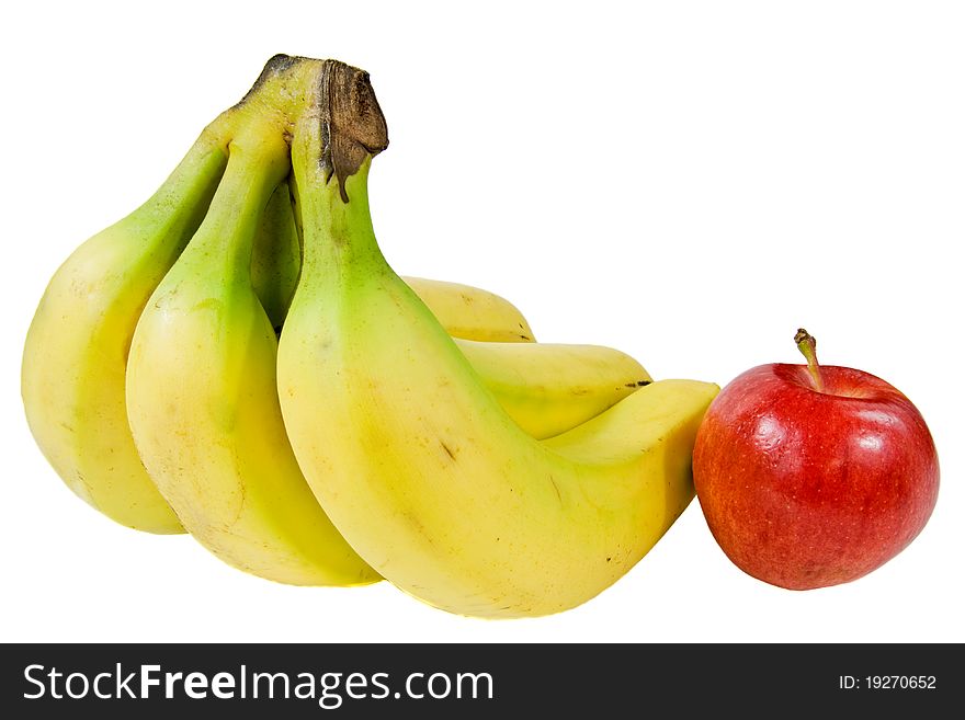 A Bunch Of Bananas And An Apple