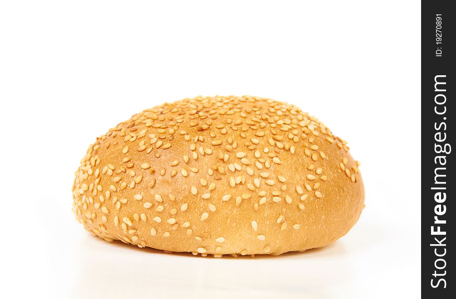 Sesame seed bun isolated on white background