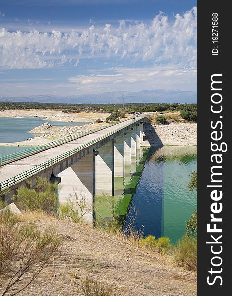 Valdecanas reservoir at Badajoz Extremadura in Spain. Valdecanas reservoir at Badajoz Extremadura in Spain