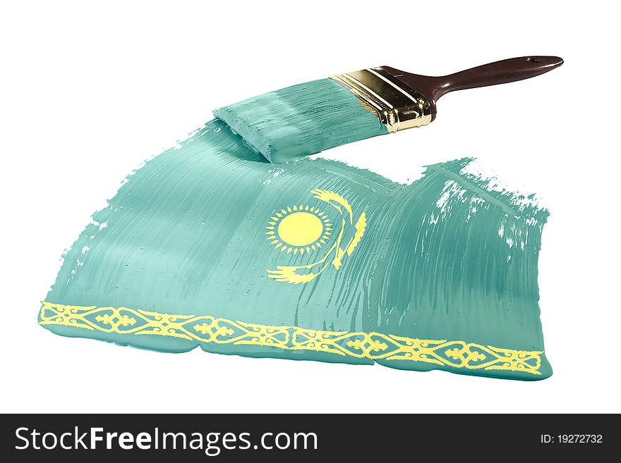 Concept of paint strokes with the colors of the flag of Kazakhstan.
