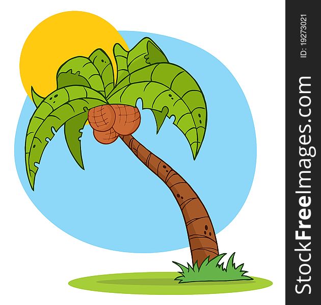 Cartoon palm three with background. Cartoon palm three with background