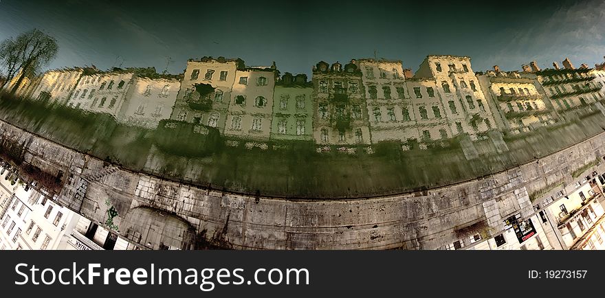 Reflection in water - old Ljubljana town