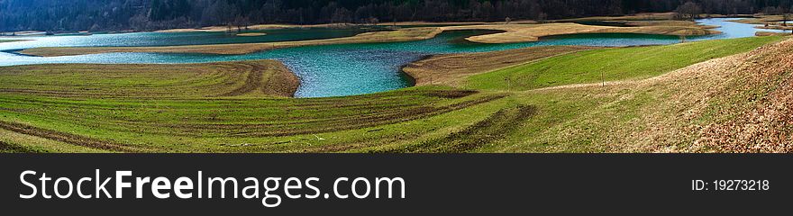 Photo of flooded karst polje in Slovenia