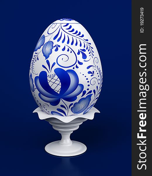 Eggs easter in gzhel style. Gzhel (a brand of Russian ceramics, painted with blue on white)