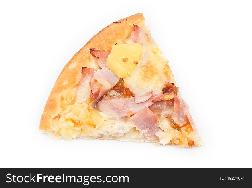 Pineapple and Ham pizza on white isolated