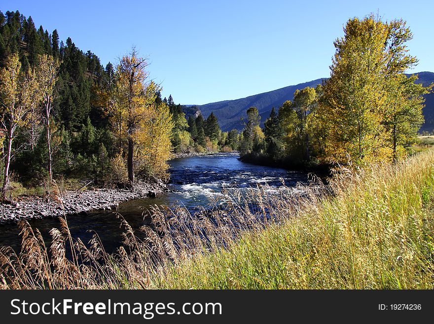 Beautiful Dudley creek in Montana in autumn time. Beautiful Dudley creek in Montana in autumn time