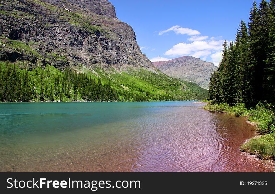 Fresh water Lake Josephine in Glacier national park