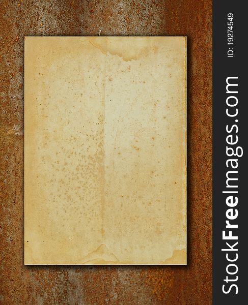 Texture of old paper on rust background