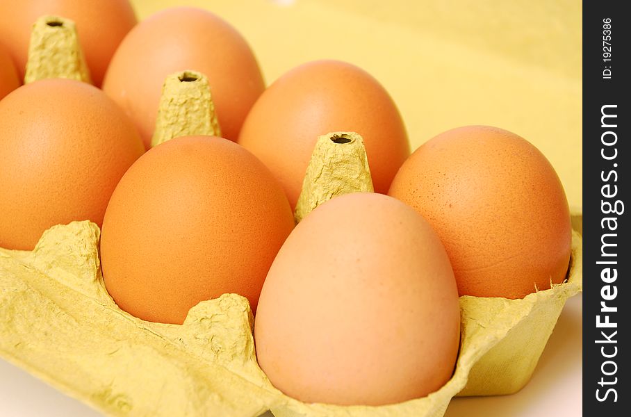 Eggs in carton yellow box