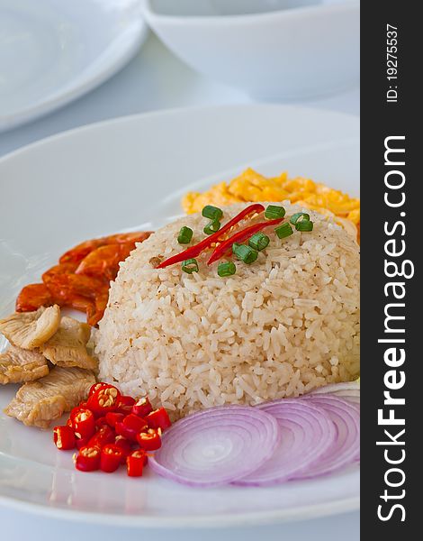 Shrimp paste friend rice,thai traditional and modern thai food