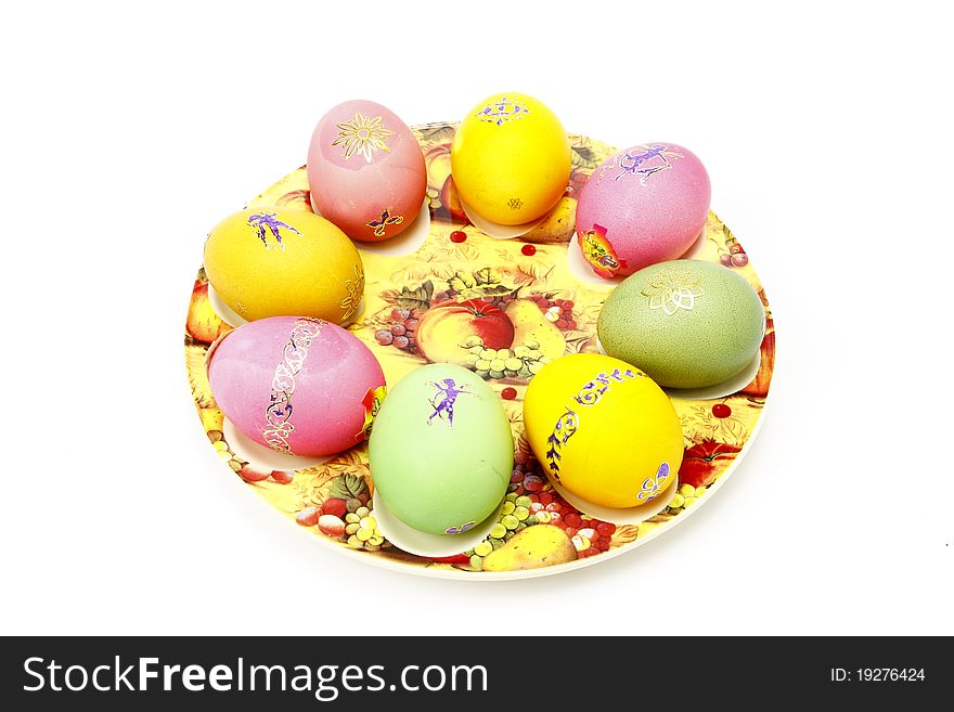 Easter eggs on your plate with drawing. Easter eggs on your plate with drawing