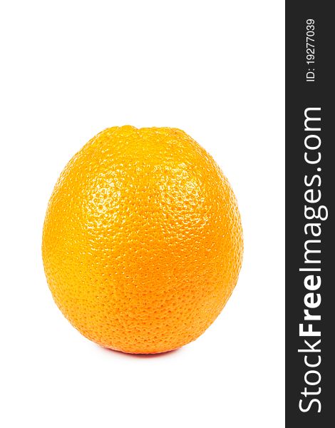 Closeup view of orange isolated over white background