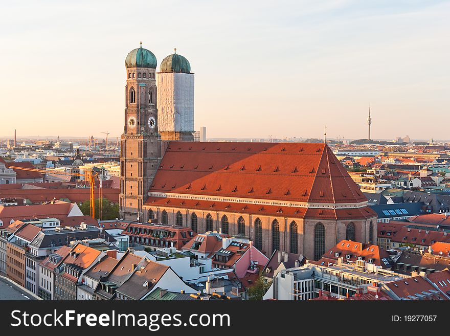 View at the famous Frauenkirche church in Munich, Germany